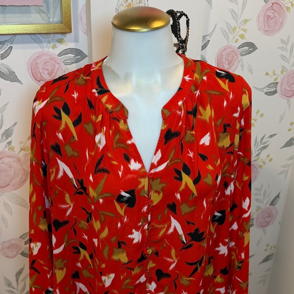 Rachel Zoe Red Multicolor Floral Blouse - Picture 2 of 6